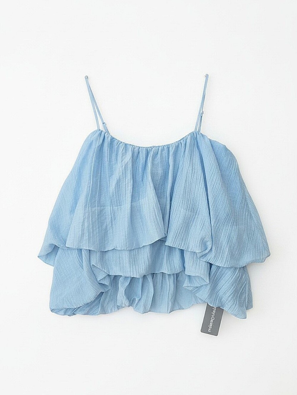 NWT! Missguided Light Blue Ruffled Spaghetti Strap Women's Top